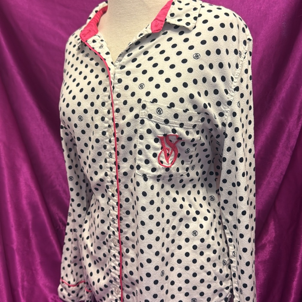 Victoria secret PJ top Polka Dot Button-Up Shirt size small